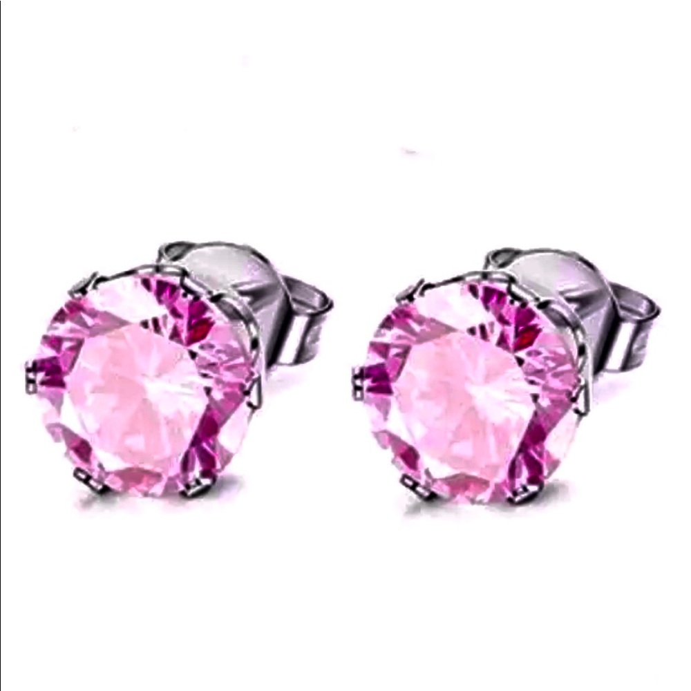 ⚡️ Hot Pink Crystal 6mm Stud Earrings NEW